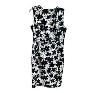 Calvin Klein Women's size 12 Black and White Floral Print Sleeveless Shift Dress